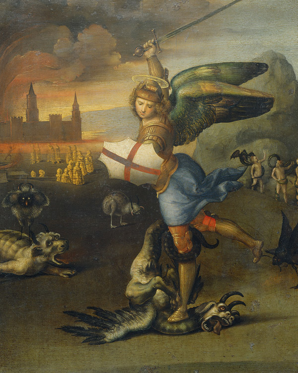 Raffaello, San Michele e il drago (1505 circa), olio su tavola. Parigi, Louvre